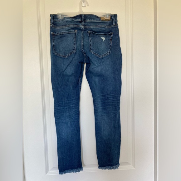 Express Skinny Ankle Mid Rise Distressed Denim Blue Jeans Women’s 6R - Picture 3 of 12